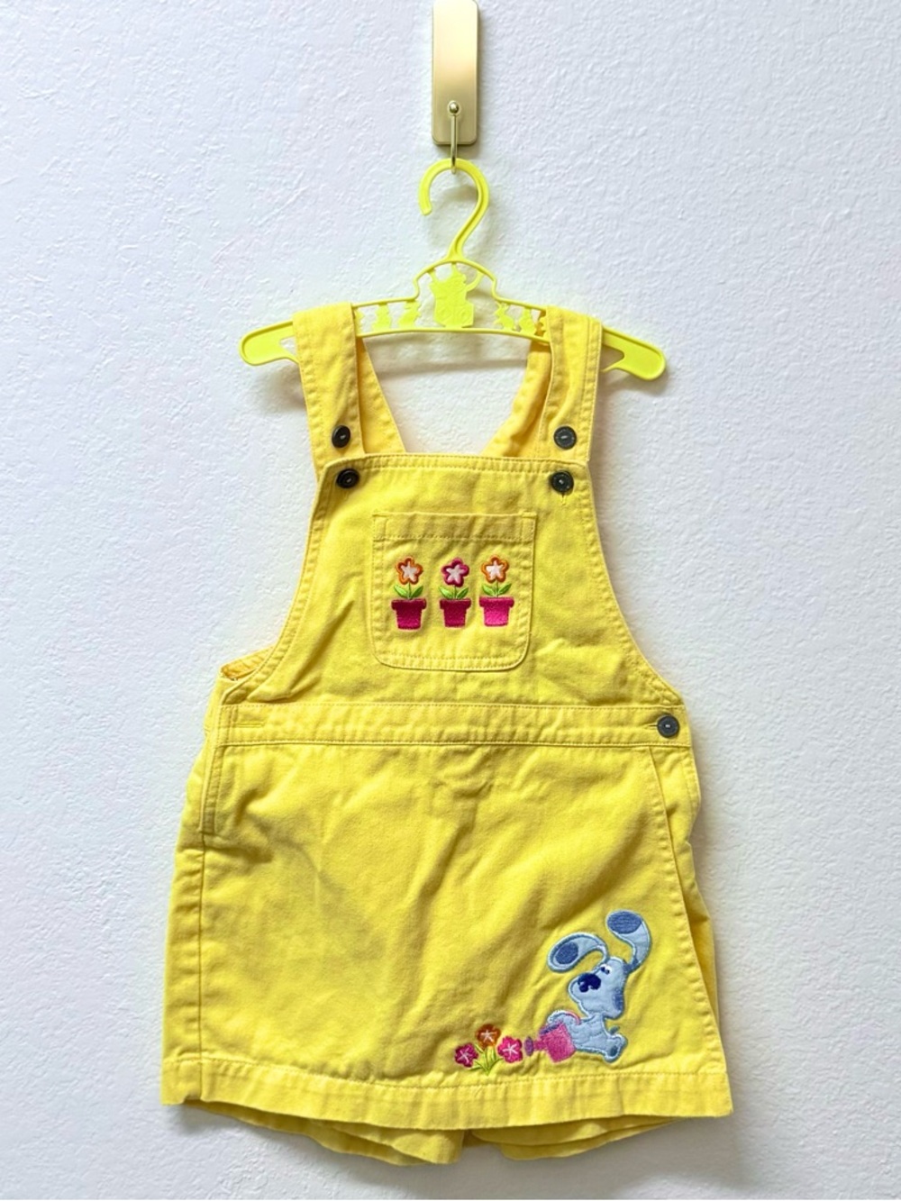 Yellow Floral Bunny Short Overalls for Kids